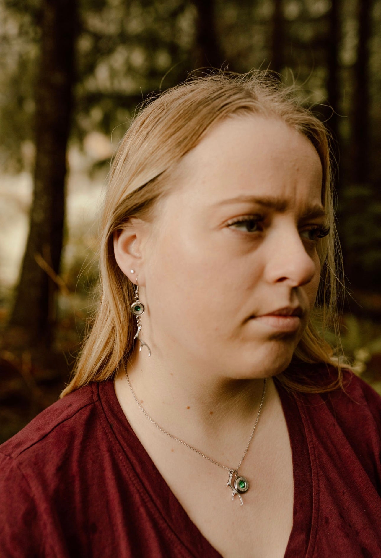 Antler Bullet Necklace and Earrings Set