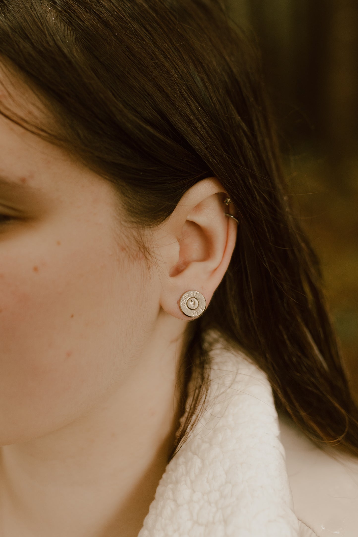 Bullet Stud Silver Earrings