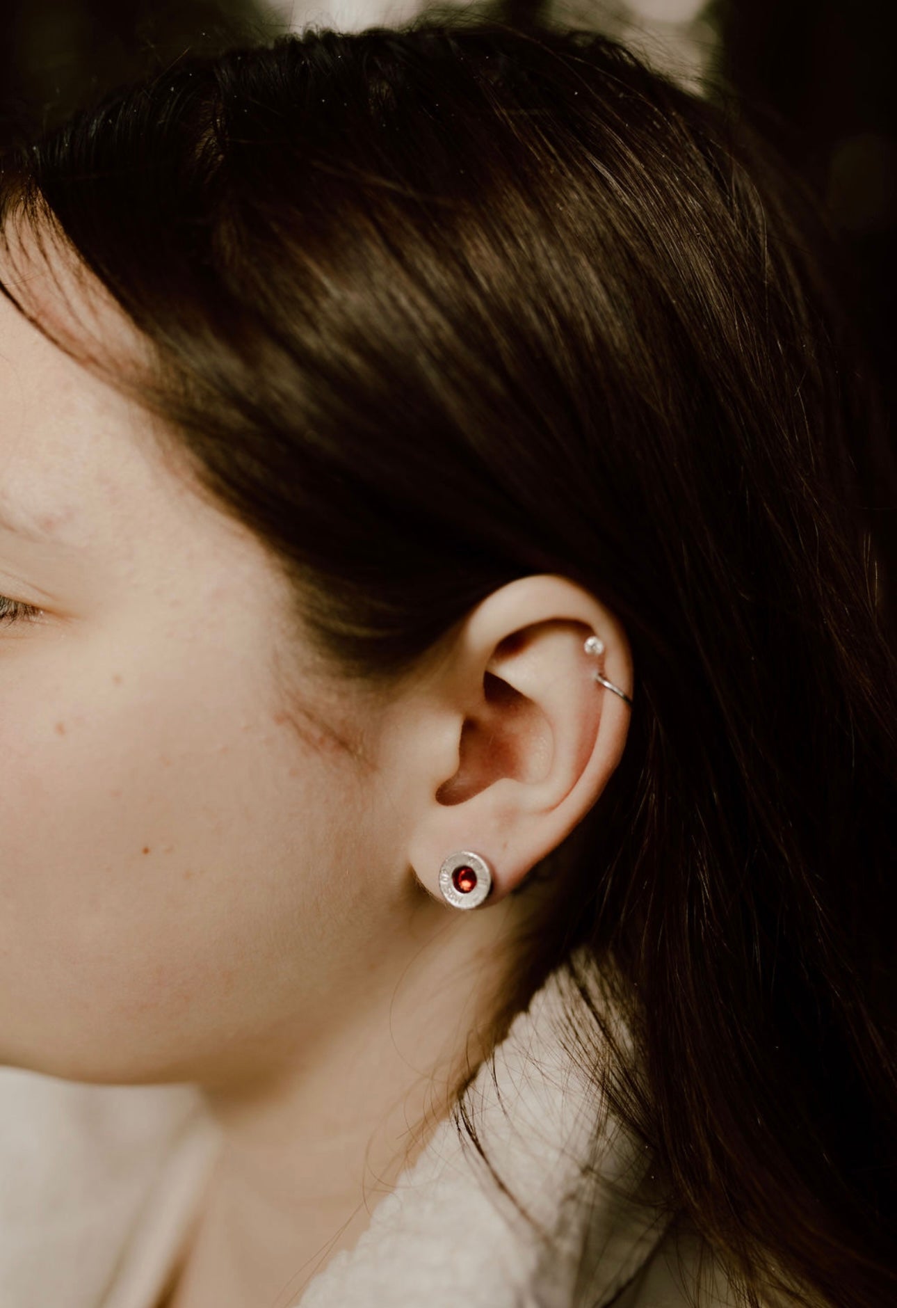 Bullet Stud Silver Earrings