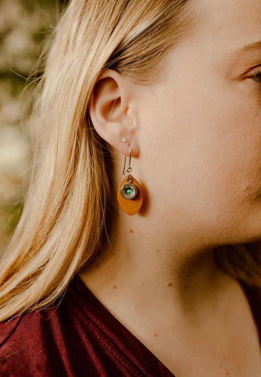 Wood bullet earrings