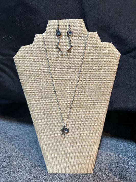 Antler Bullet Necklace and Earrings Set